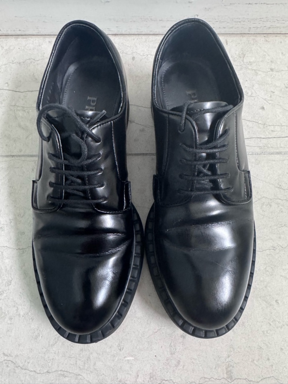 Prada Black Leather Derby Shoes size 36.5 with box - Picture 3 of 17